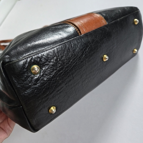 Marino Orlandi italien leather shoulder tote bag purse black and brown - Picture 4 of 16
